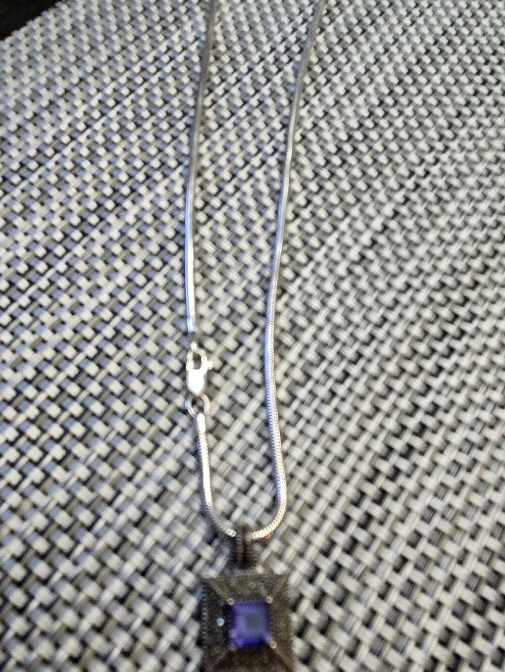 Elegant Silver Necklace with Purple Gem and Pearl Pendant